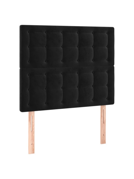 Box spring postel s matrací a LED černá 100x200 cm samet