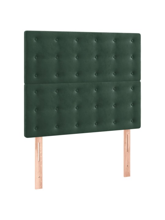 Box spring postel s matrací a led tmavě zelená 100x200 cm samet