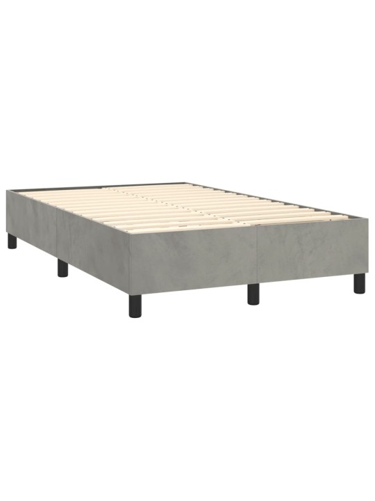 Box spring postel s matrací a LED světle šedá 120x200 cm samet