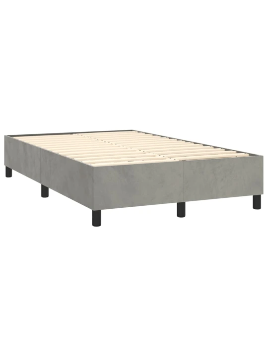 Box spring postel s matrací a LED světle šedá 120x200 cm samet