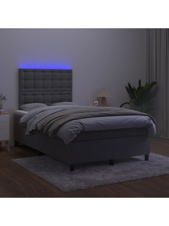 Box spring postel s matrací a LED tmavě šedá 120x200 cm samet