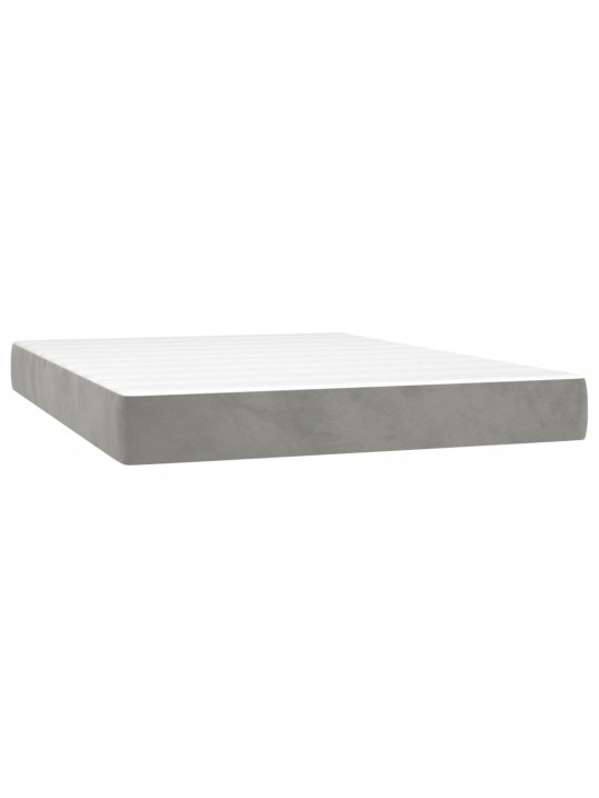 Box spring postel s matrací a LED světle šedá 140x190 cm samet