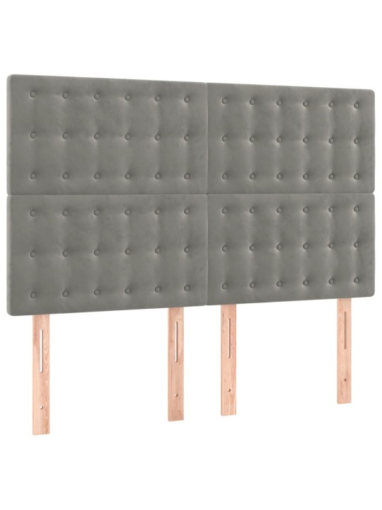 Box spring postel s matrací a LED světle šedá 140x190 cm samet