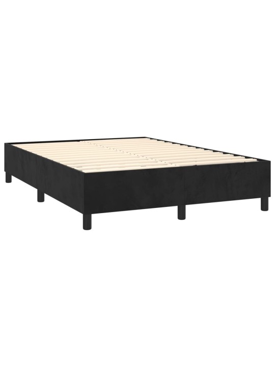 Box spring postel s matrací a LED černá 140x190 cm samet
