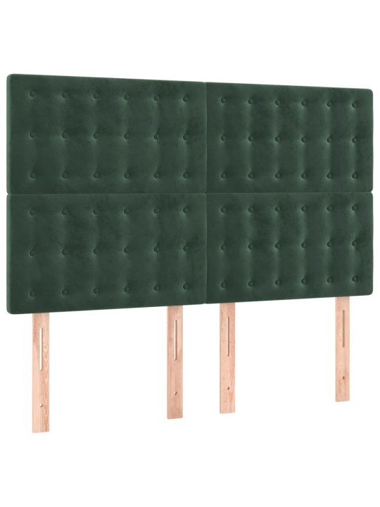 Box spring postel s matrací a led tmavě zelená 140x190 cm samet