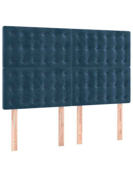 Box spring postel s matrací a led tmavě modrá 140x190 cm samet