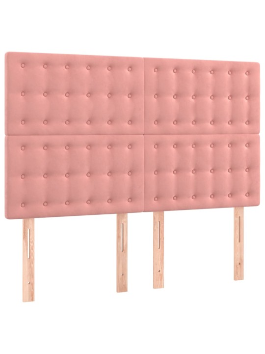 Box spring postel s matrací a led růžová 140x190 cm samet