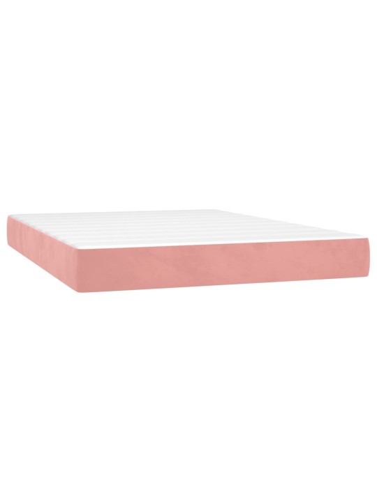 Box spring postel s matrací a led růžová 140x200 cm samet