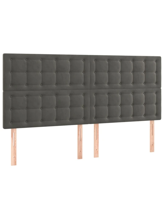 Box spring postel s matrací a LED tmavě šedá 160x200 cm samet