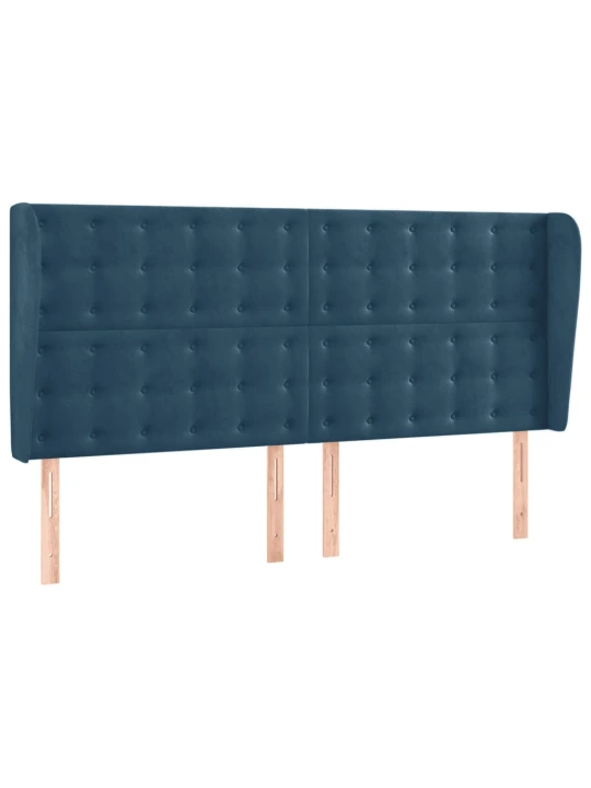 Box spring postel s matrací a led tmavě modrá 160x200 cm samet