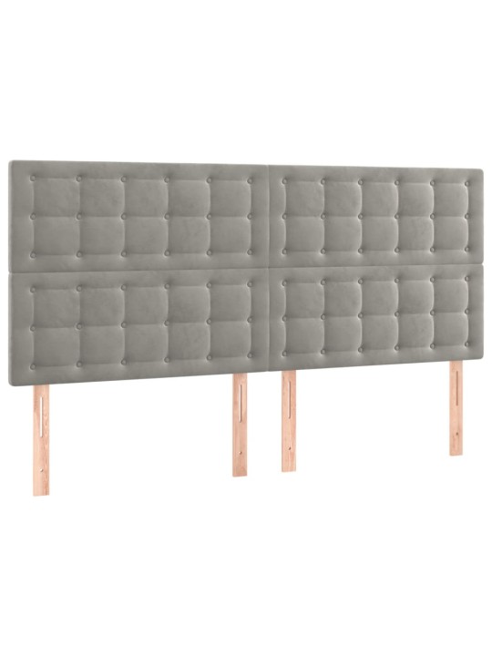Box spring postel s matrací a LED světle šedá 180x200 cm samet