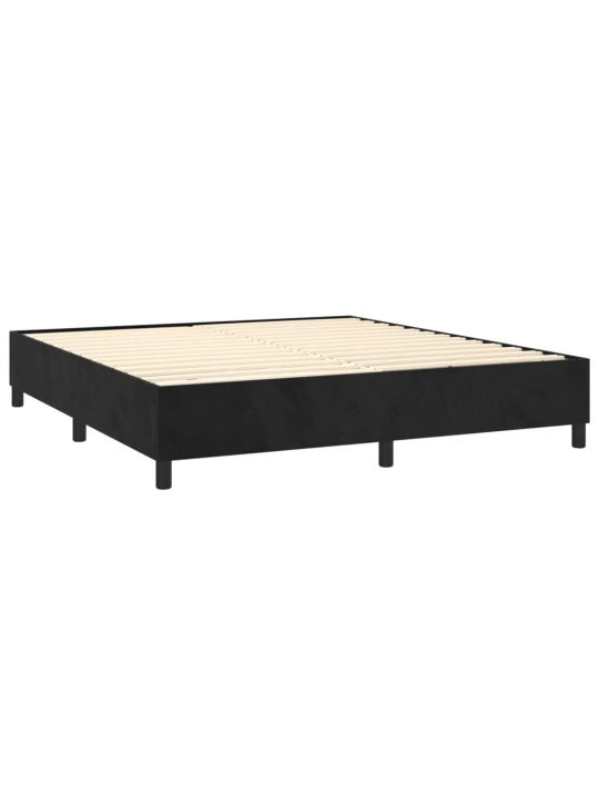 Box spring postel s matrací a led černá 180x200 cm samet