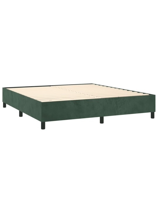 Box spring postel s matrací a led tmavě zelená 180x200 cm samet