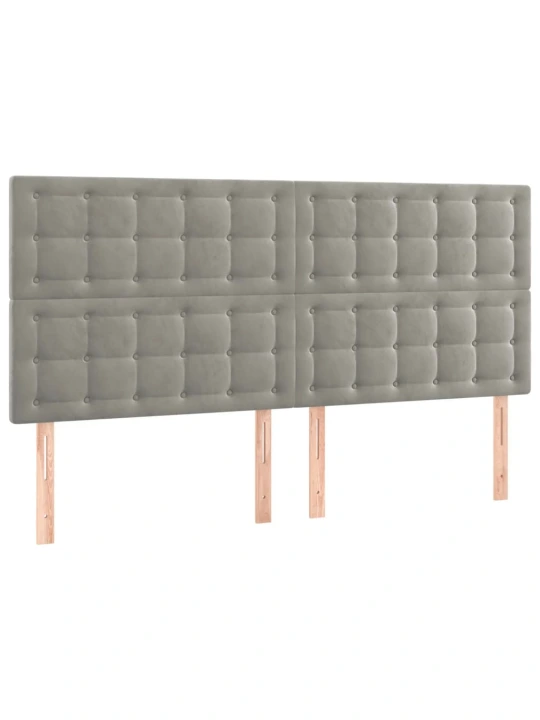 Box spring postel s matrací a LED světle šedá 200x200 cm samet