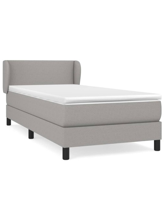 Box spring postel s matrací světle šedá 90x200 cm textil