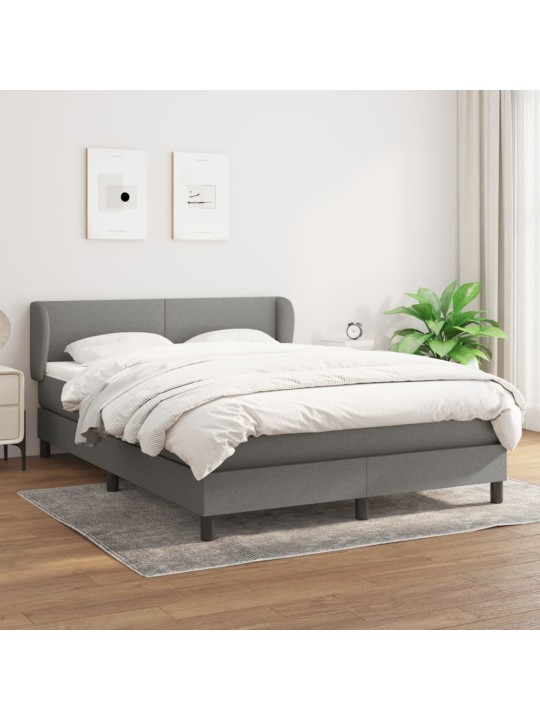 Box spring postel s matrací tmavě šedý 140 x 190 cm textil