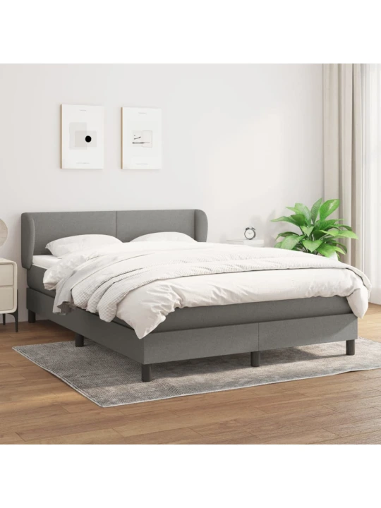 Box spring postel s matrací tmavě šedá 140x200 cm textil