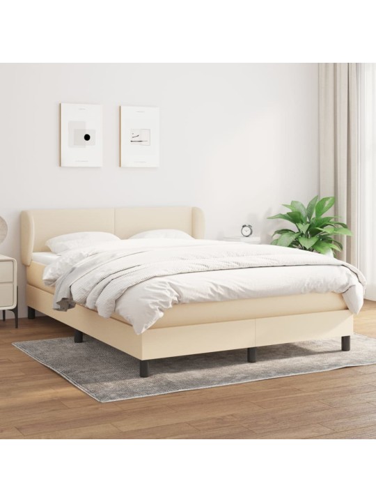 Box spring postel s matrací krémová 140x200 cm textil