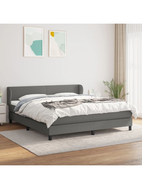 Box spring postel s matrací tmavě šedá 180x200 cm textil