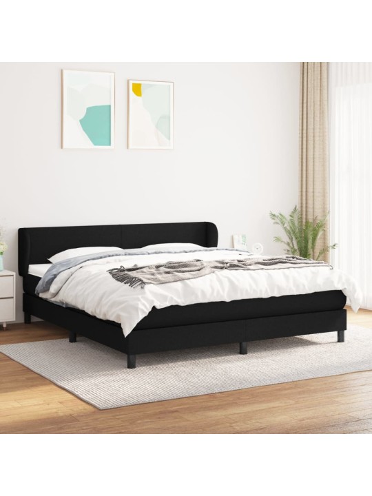 Box spring postel s matrací černá 180x200 cm textil