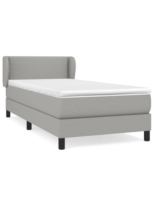 Box spring postel s matrací světle šedá 90x200 cm textil