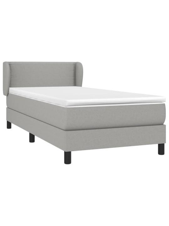Box spring postel s matrací světle šedý 100 x 200 cm textil