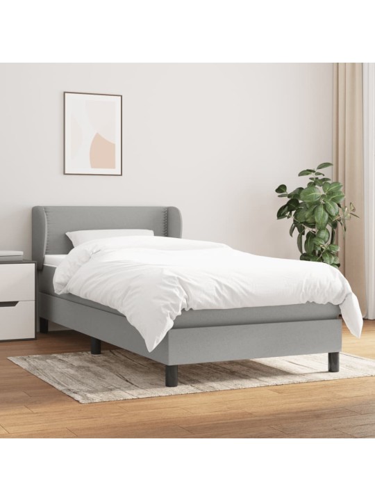 Box spring postel s matrací světle šedý 100 x 200 cm textil