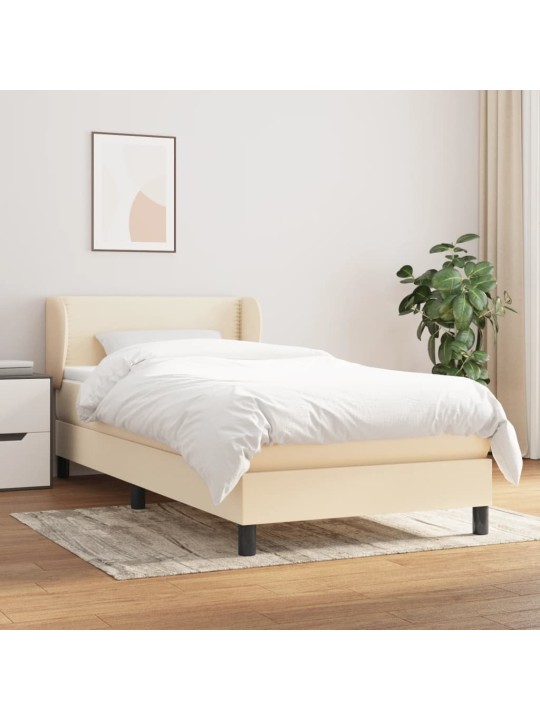 Box spring postel s matrací krémová 100 x 200 cm textil