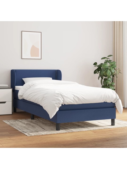 Box spring postel s matrací modrá 100 x 200 cm textil