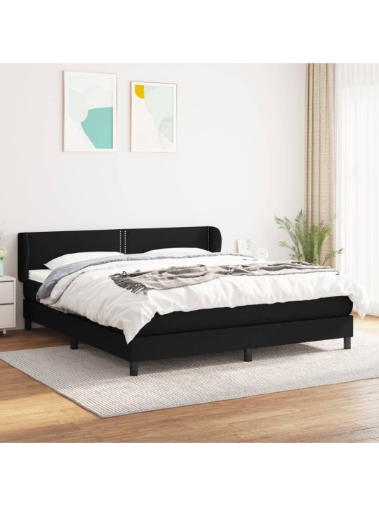 Box spring postel s matrací černá 160x200 cm textil