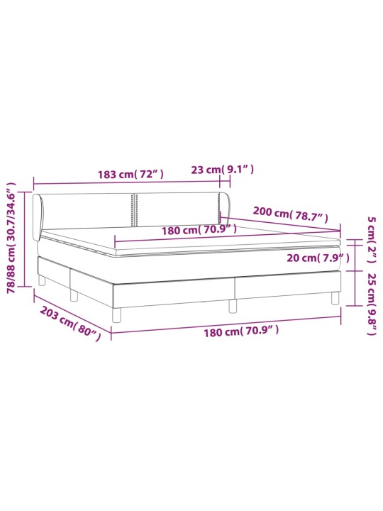 Box spring postel s matrací tmavě šedá 180x200 cm textil