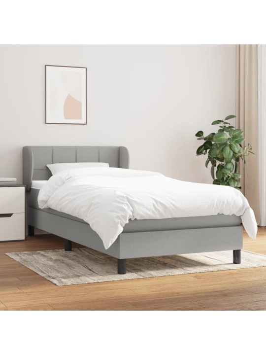 Box spring postel s matrací světle šedá 90x200 cm textil