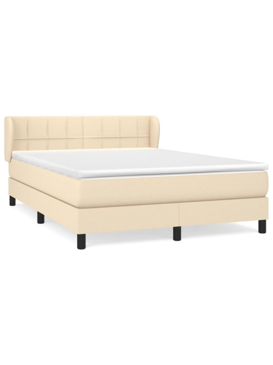 Box spring postel s matrací krémová 140x190 cm textil