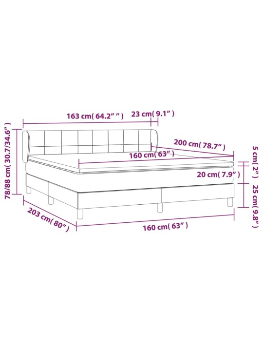 Box spring postel s matrací tmavě šedá 160x200 cm textil