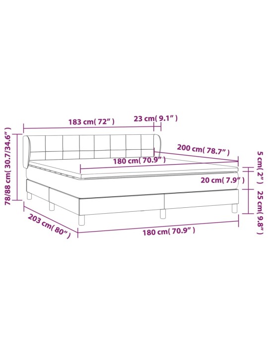Box spring postel s matrací tmavě šedá 180x200 cm textil