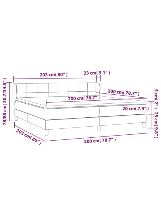 Box spring postel s matrací tmavě šedá 200x200 cm textil