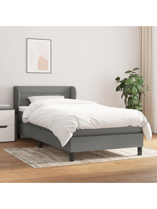 Box spring postel s matrací tmavě šedá 90x190 cm textil