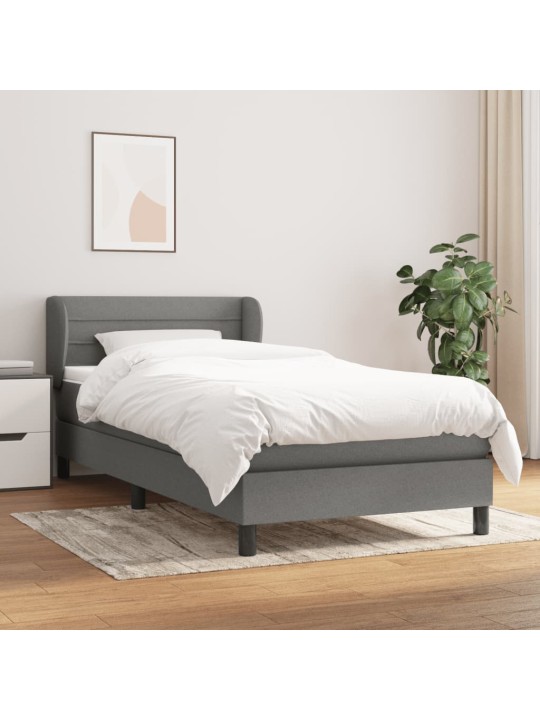 Box spring postel s matrací tmavě šedá 90x200 cm textil