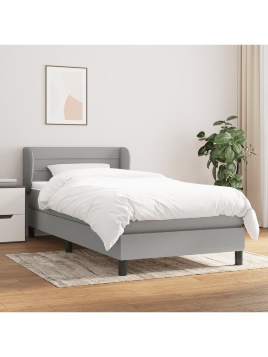 Box spring postel s matrací světle šedý 100 x 200 cm textil