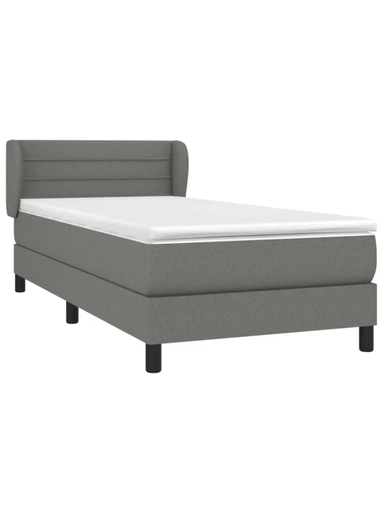 Box spring postel s matrací tmavě šedá 100 x 200 cm textil