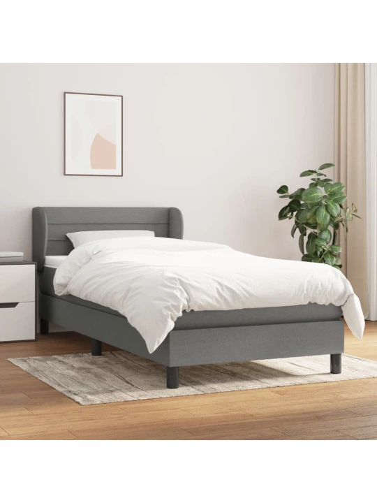 Box spring postel s matrací tmavě šedá 100 x 200 cm textil