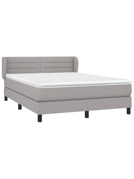 Box spring postel s matrací světle šedá 140 x 200 cm textil