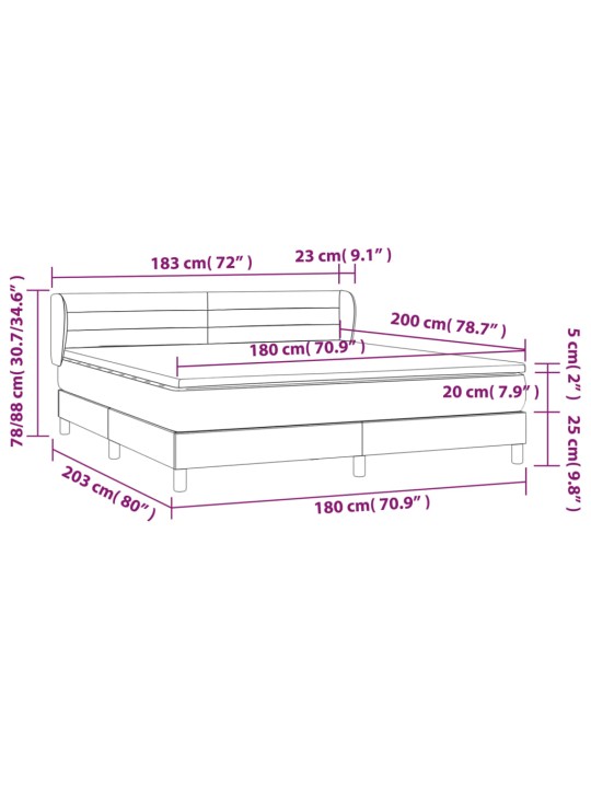 Box spring postel s matrací tmavě šedá 180x200 cm textil