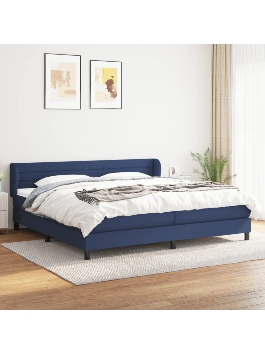 Box spring postel s matrací modrá 200x200 cm textil