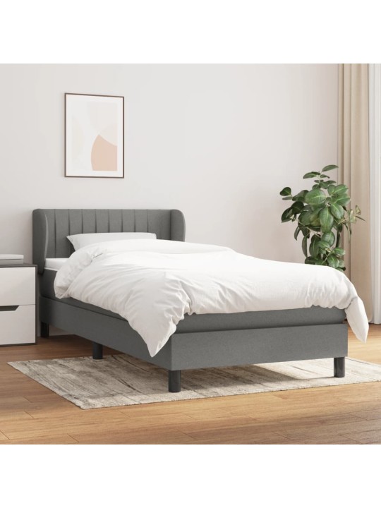 Box spring postel s matrací tmavě šedá 80 x 200 cm textil