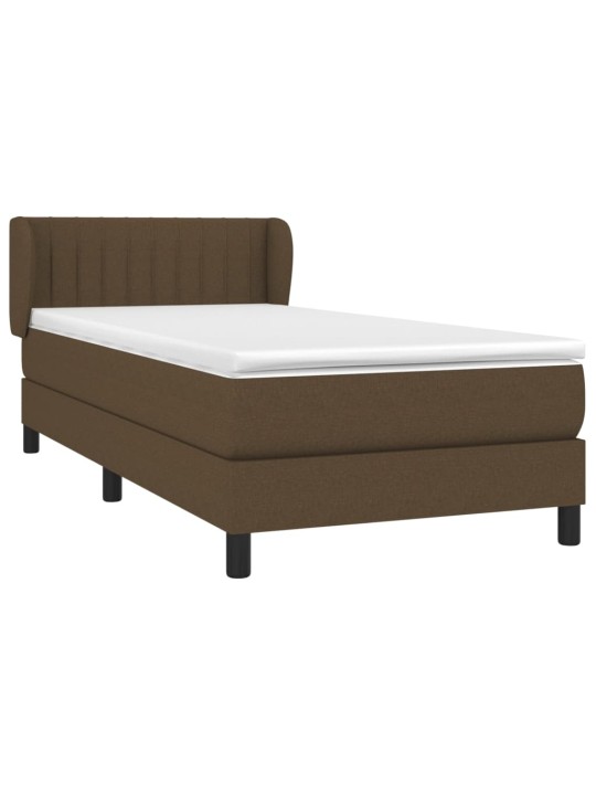 Box spring postel s matrací tmavě hnědá 90x200 cm textil