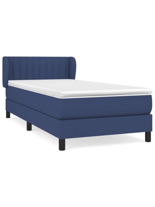 Box spring postel s matrací modrá 100 x 200 cm textil