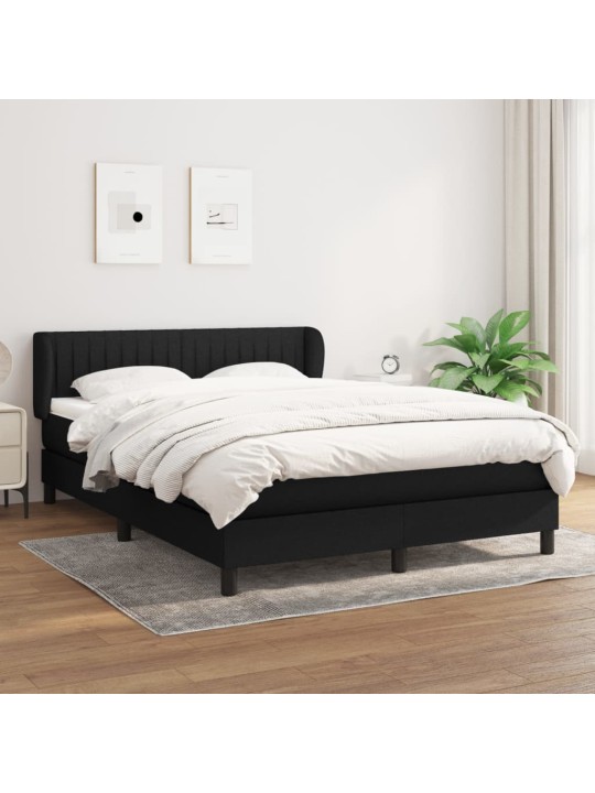 Box spring postel s matrací černá 140 x 190 cm textil