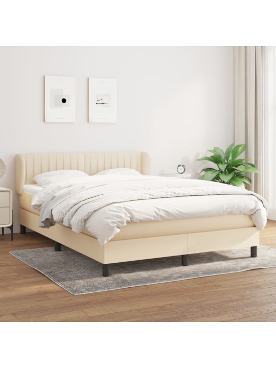Box spring postel s matrací krémová 140x190 cm textil