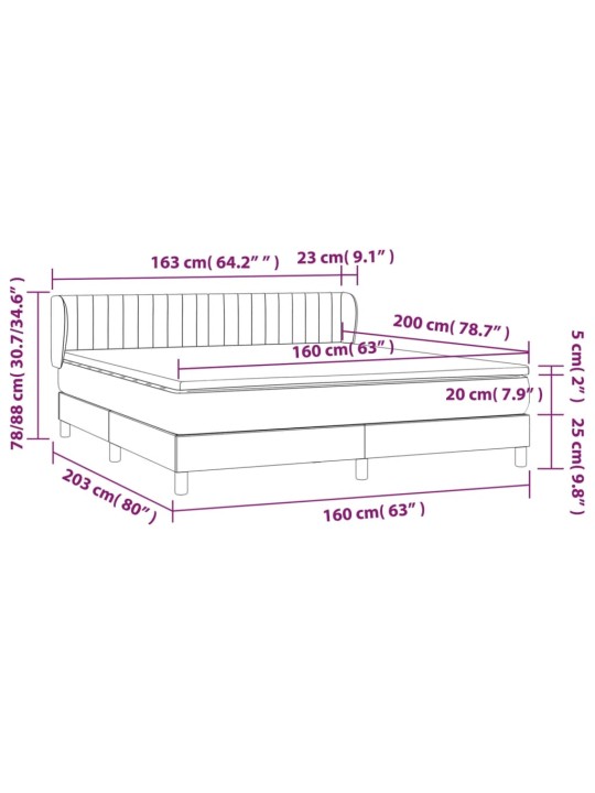 Box spring postel s matrací černá 160x200 cm textil